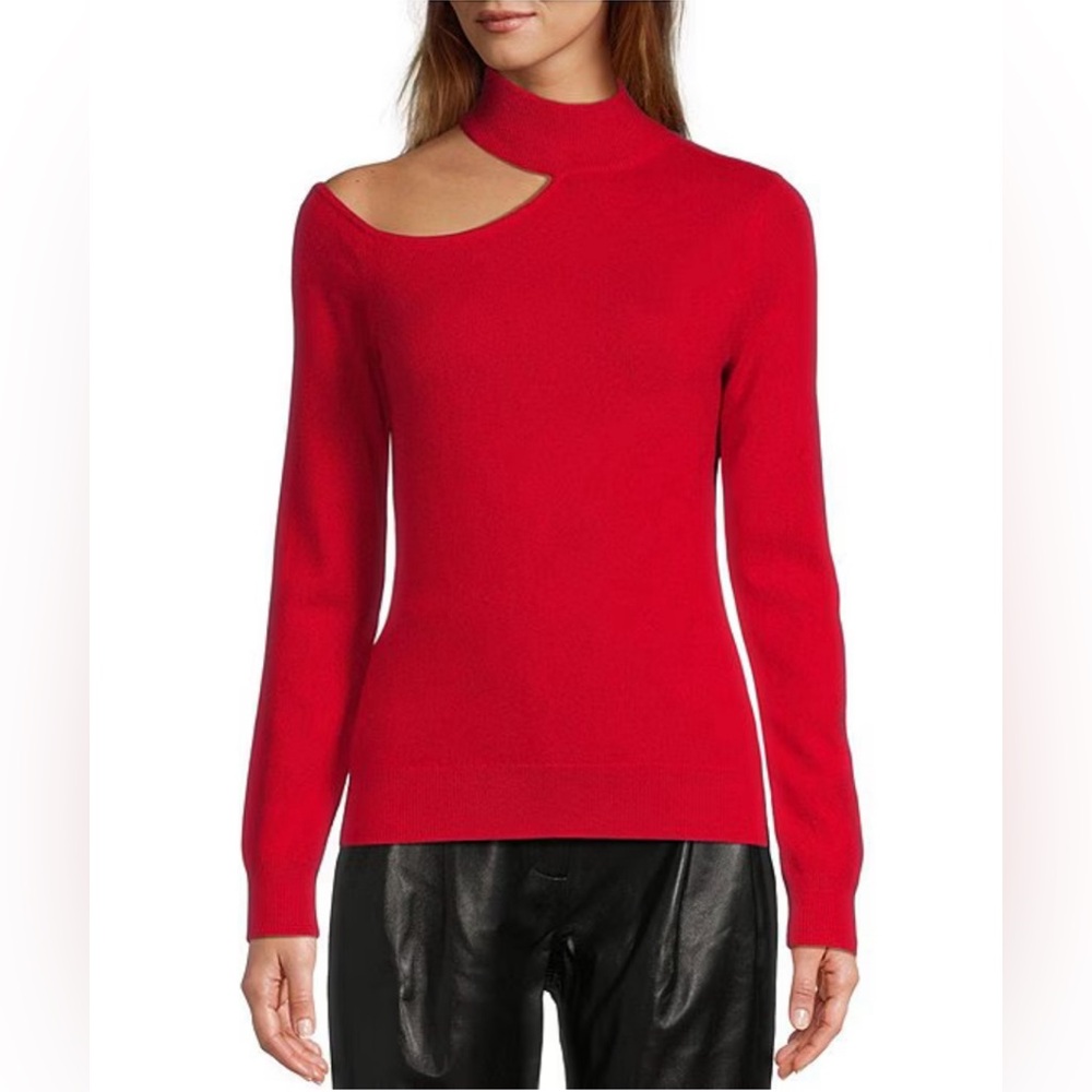 NWT Antonio Melani Apple Candy Tina Cut-out Turtleneck Cashmere Sweater  Size  L